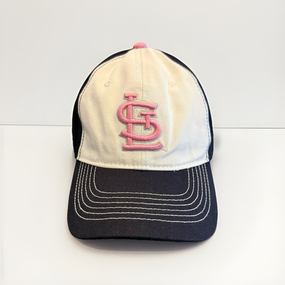 St Louis Cardinals Breast Cancer Awareness Womens Navy White Strapback Hat Cap